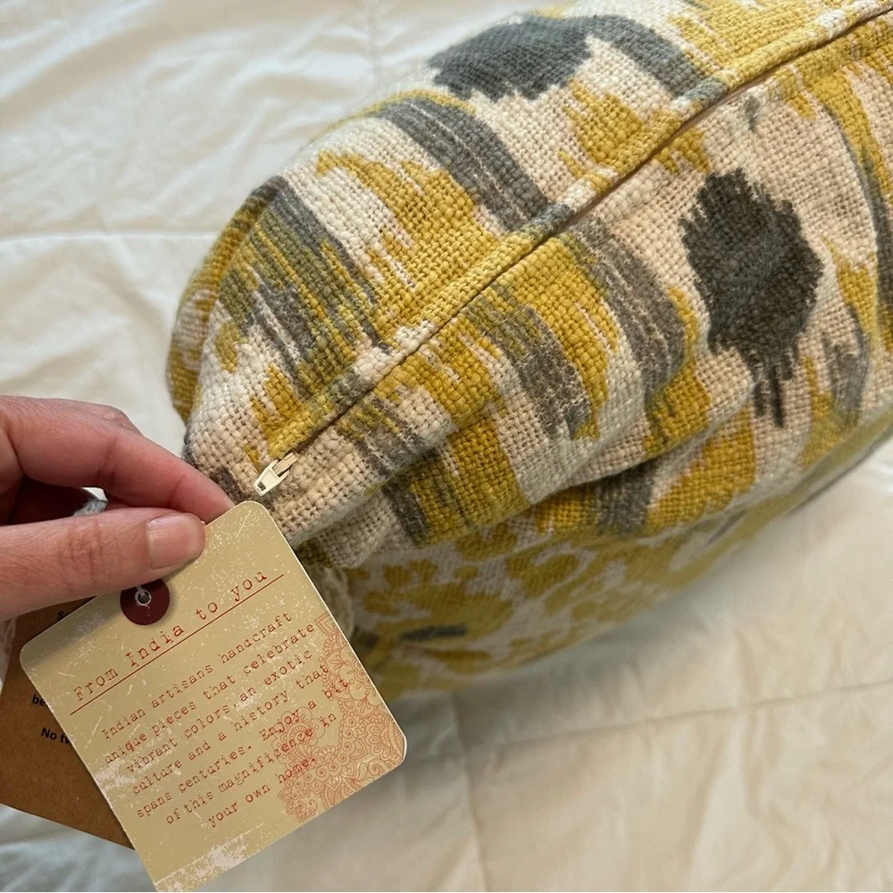 RAJ Bespoke Pottery Barn Bohemian Ikat Indian Moroccan Pillow with tassels